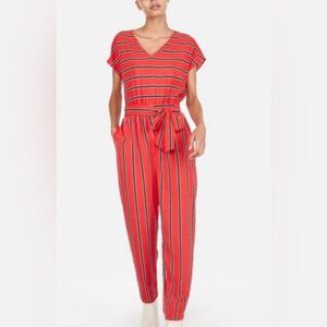 Red stripe jumpsuit 
- M